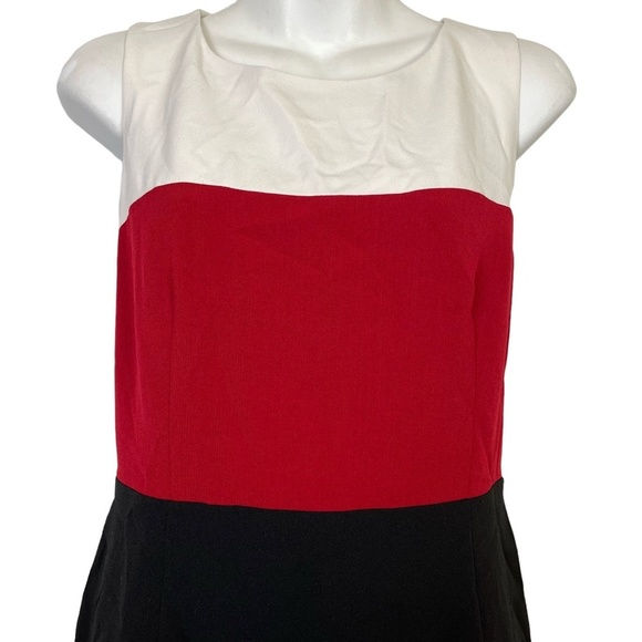 KASPER Red White Black Color Block Sheath Sleeveless Knee Length Career Dress 4 - Picture 2 of 16